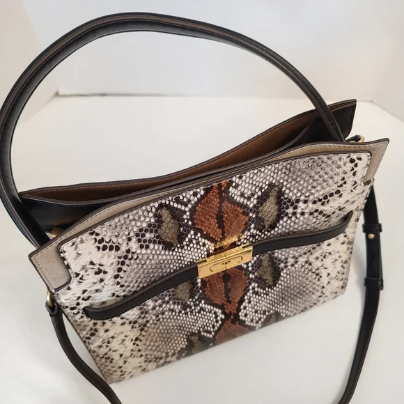 Tory Burch | Lee Radziwill Snake Embossed Small Double Bag in Aspen Multi - Picture 4 of 16